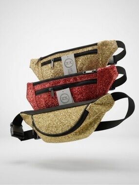 Glitter Fanny Pack - Gold & Red Sparkle Waist Bags
